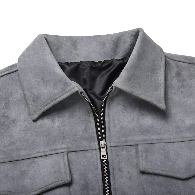 Suede Lounge Overshirt in Wolf Grey