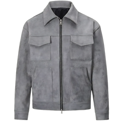 Suede Lounge Overshirt in Wolf Grey