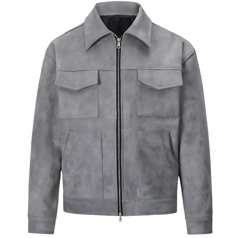 Suede Lounge Overshirt in Wolf Grey