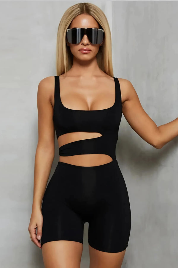 Black Asymmetrical Bodysuit