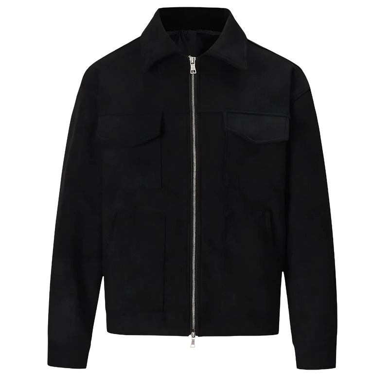 Suede Lounge Overshirt in Black